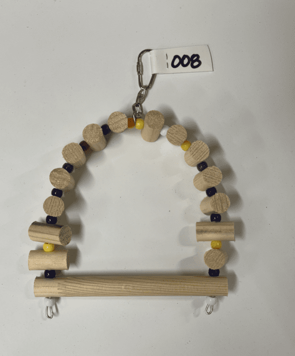 A Small Swing with beads on it.